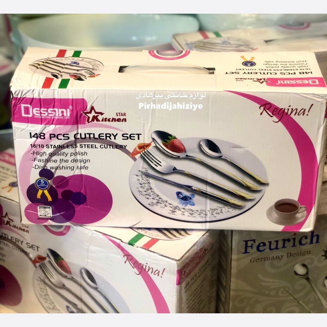 سرویس قاشق چنگال استیل دسینی اصلی. 30نفره 148 پارچه